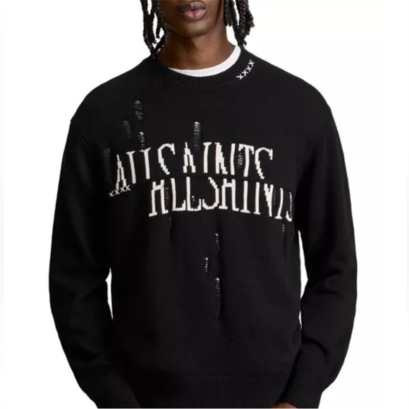 All Saints Black and White Crewneck Sweater - Picture 1 of 5